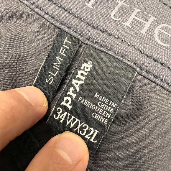 Prana Pants Mens 34x32 Gray Nylon Slim Fit Performance Hiking Outdoor - Picture 5 of 8